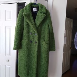 zara green teddy coat